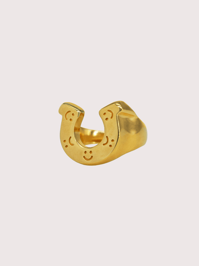 LO x Good Daze Happy Sad Lucky Horseshoe Ring Gold