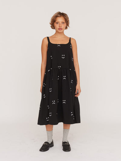 Happy Sad Drop Waist Smock Dress