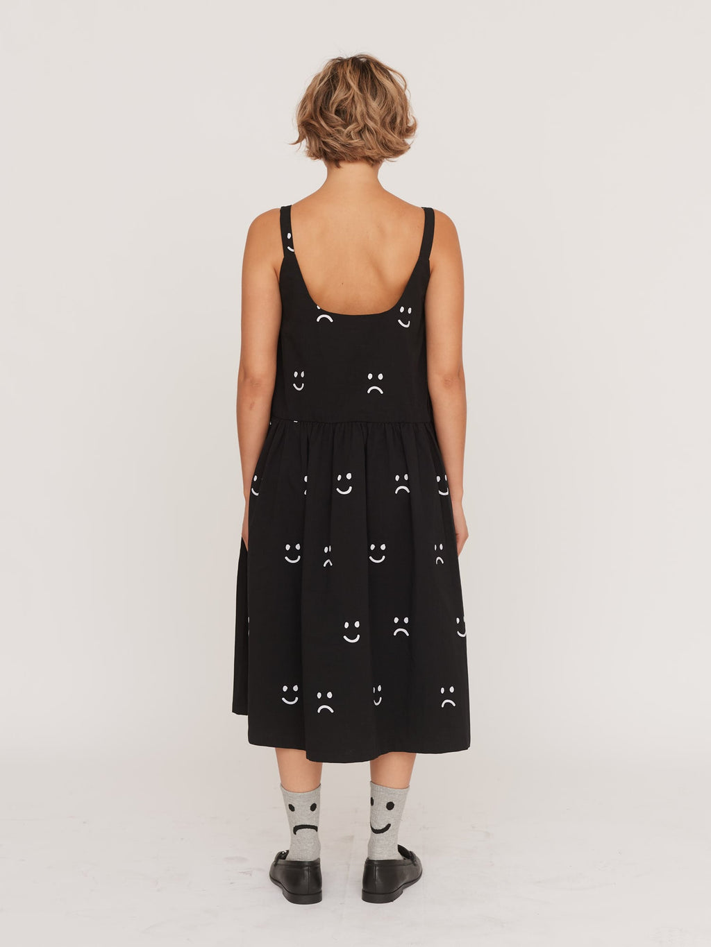 Happy Sad Drop Waist Smock Dress