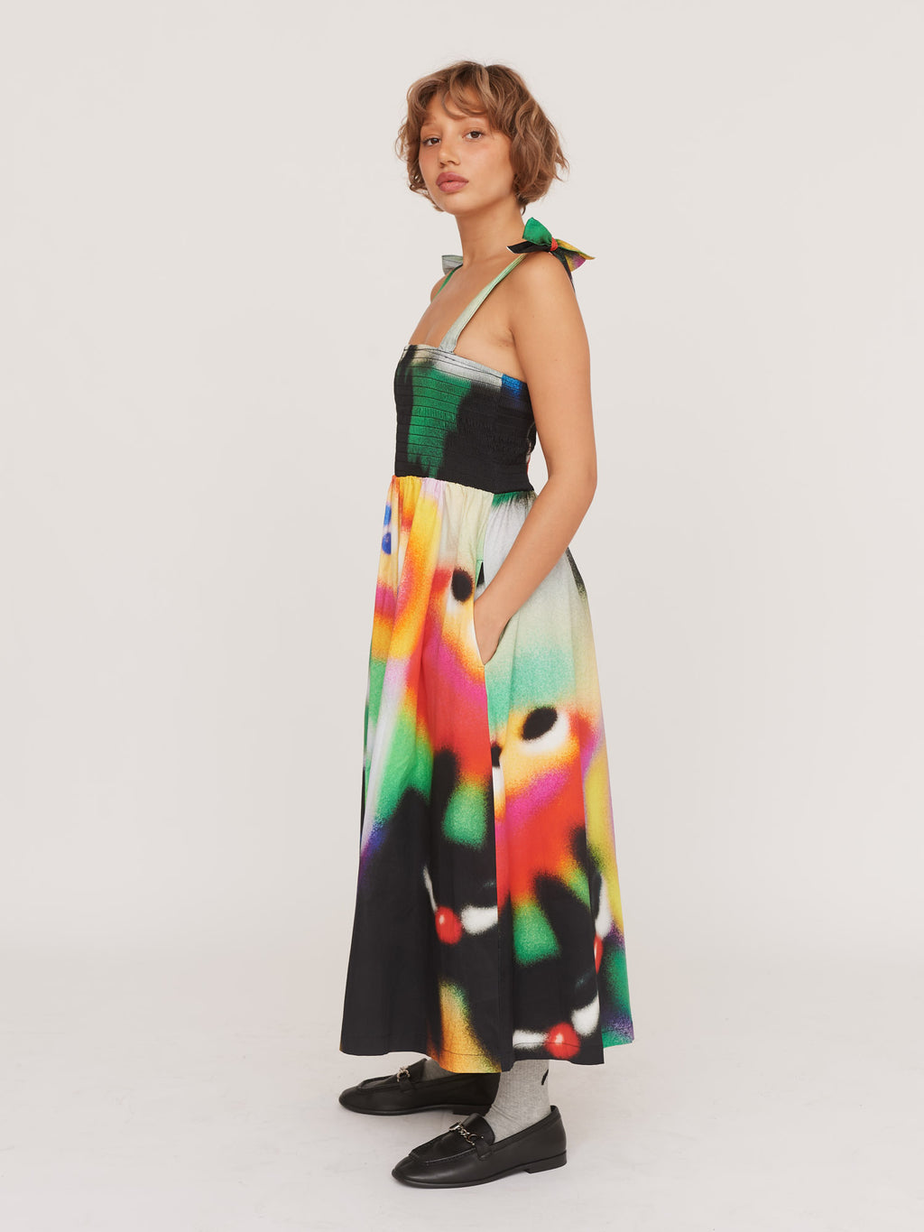 Airbrush Tie Shoulder Dress