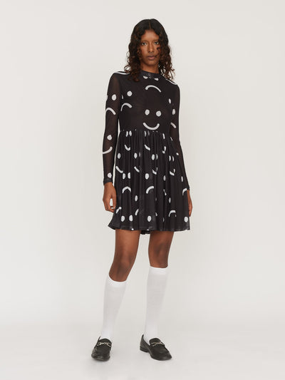 Happy Sad Mesh Smock Mini Dress