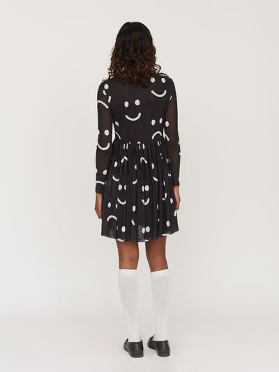 Happy Sad Mesh Smock Mini Dress