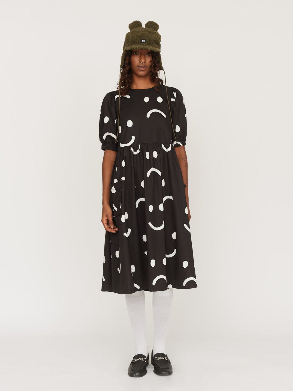 Happy Sad Puff Sleeve Dress