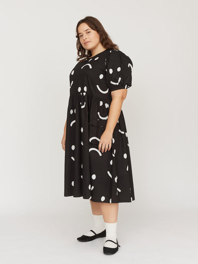 Happy Sad Puff Sleeve Dress