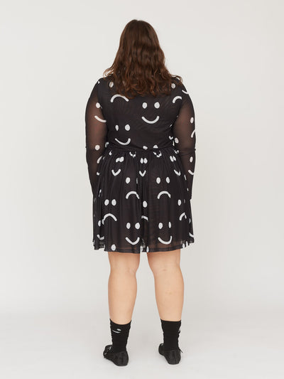 Happy Sad Mesh Smock Mini Dress