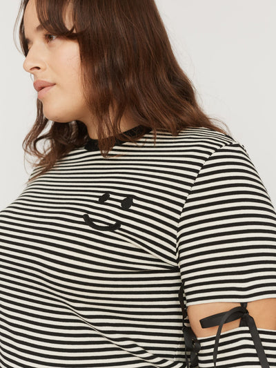 Stripy Tie Sleeve Top