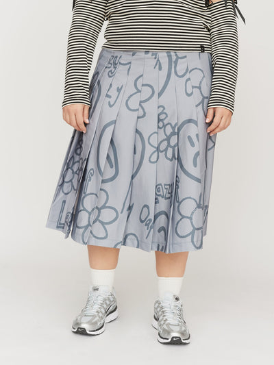 Happy Sad Pleated Split Skirt