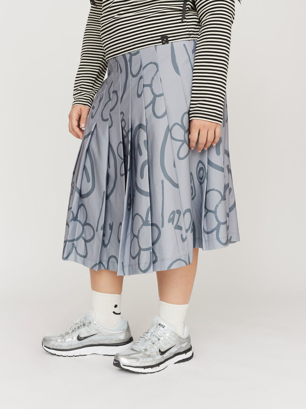 Happy Sad Pleated Split Skirt