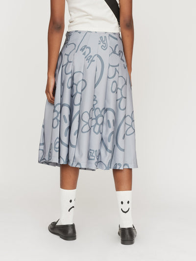 Happy Sad Pleated Split Skirt