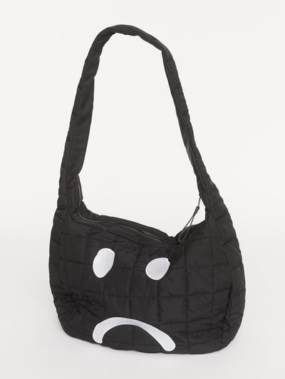 Happy Sad Black Quilted Shoulder Bag