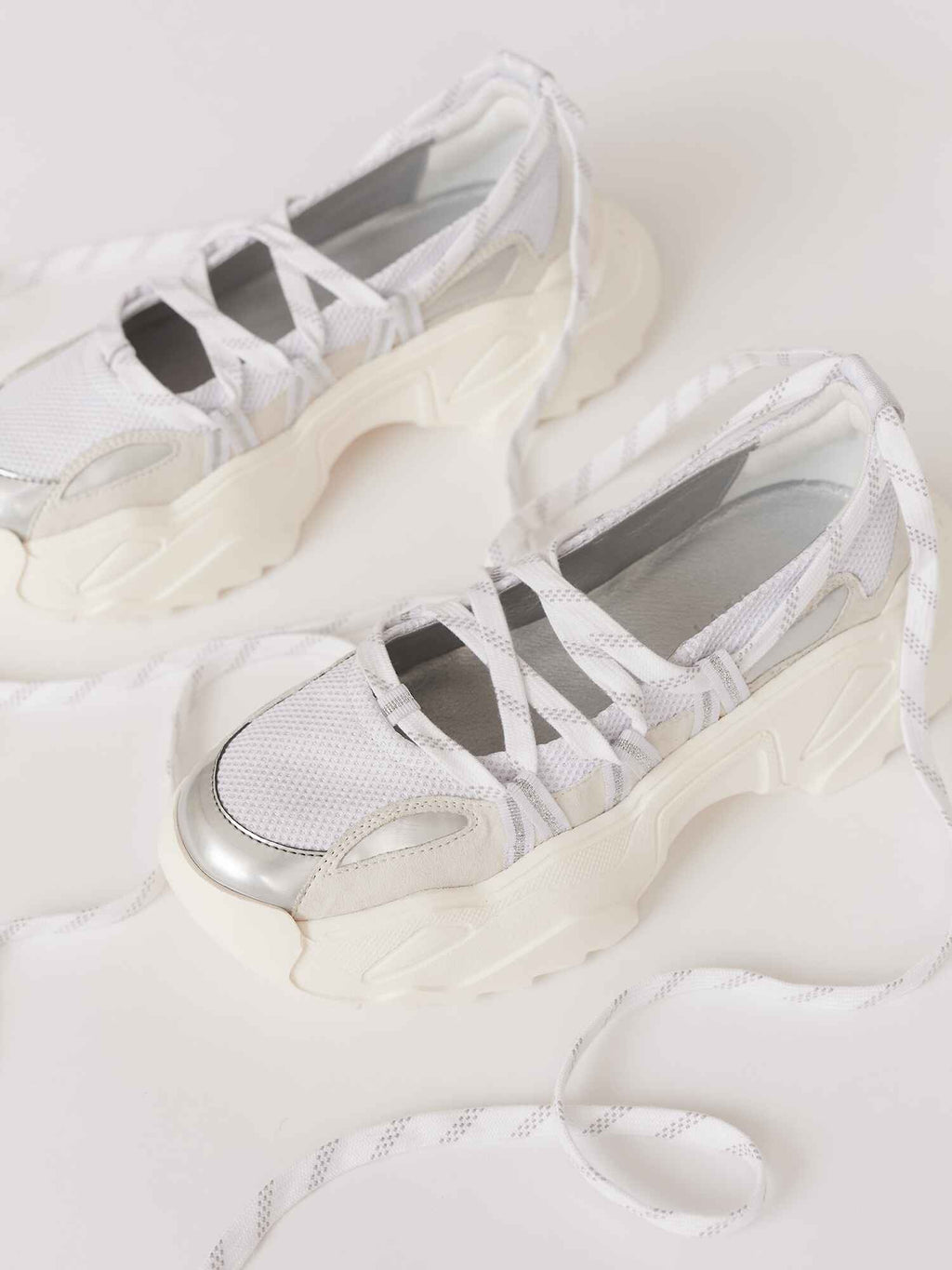 White Lace Up Ballet Sneaker