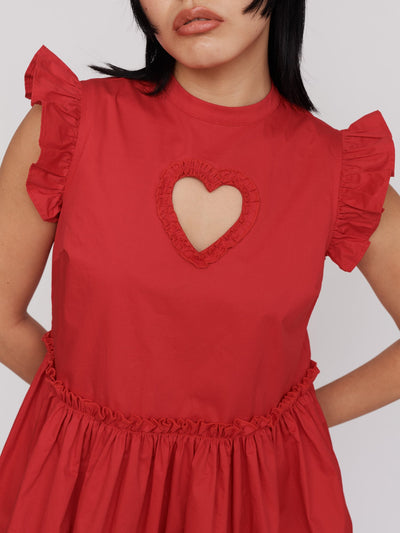 Red Cut Out  Heart Mini Dress