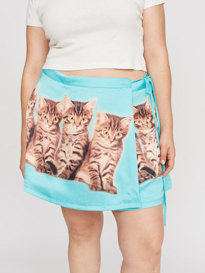 Cat Pals Wrap Mini Skirt