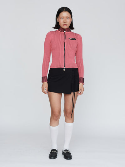 Bright Pink Double Zip Knit