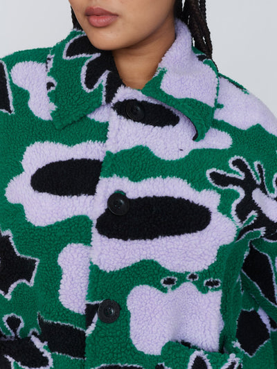 Abstract Button Up Fleece