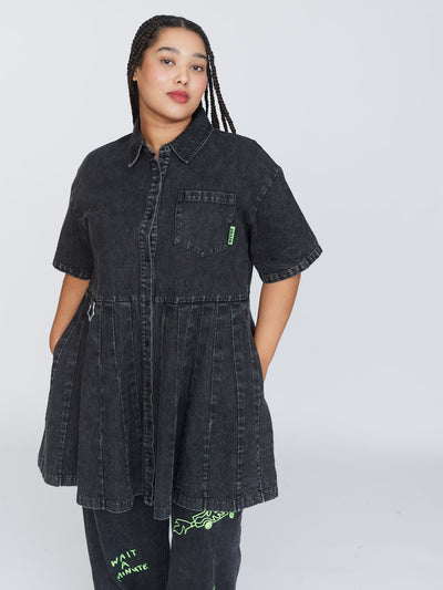 Pleated Shirt Dress