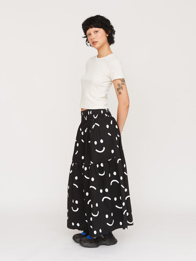 Happy Sad Shirred Maxi Skirt