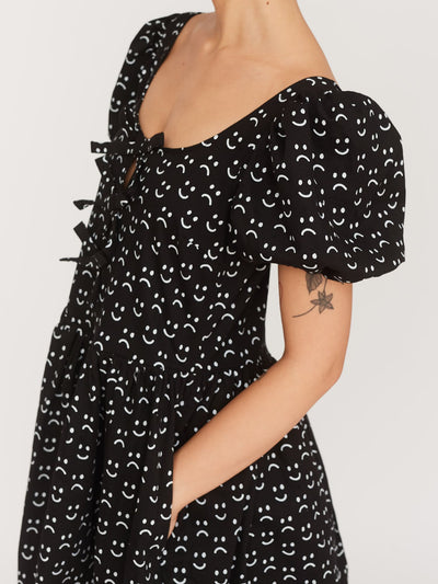 Happy Sad Cut Out Smock Dress