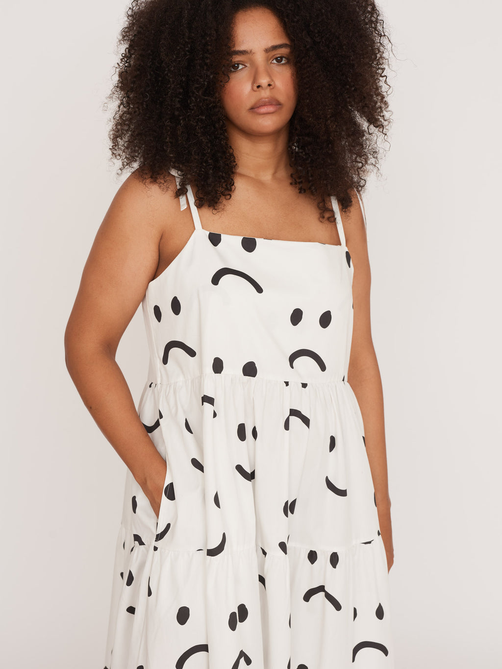 Happy Sad White Smock Dress