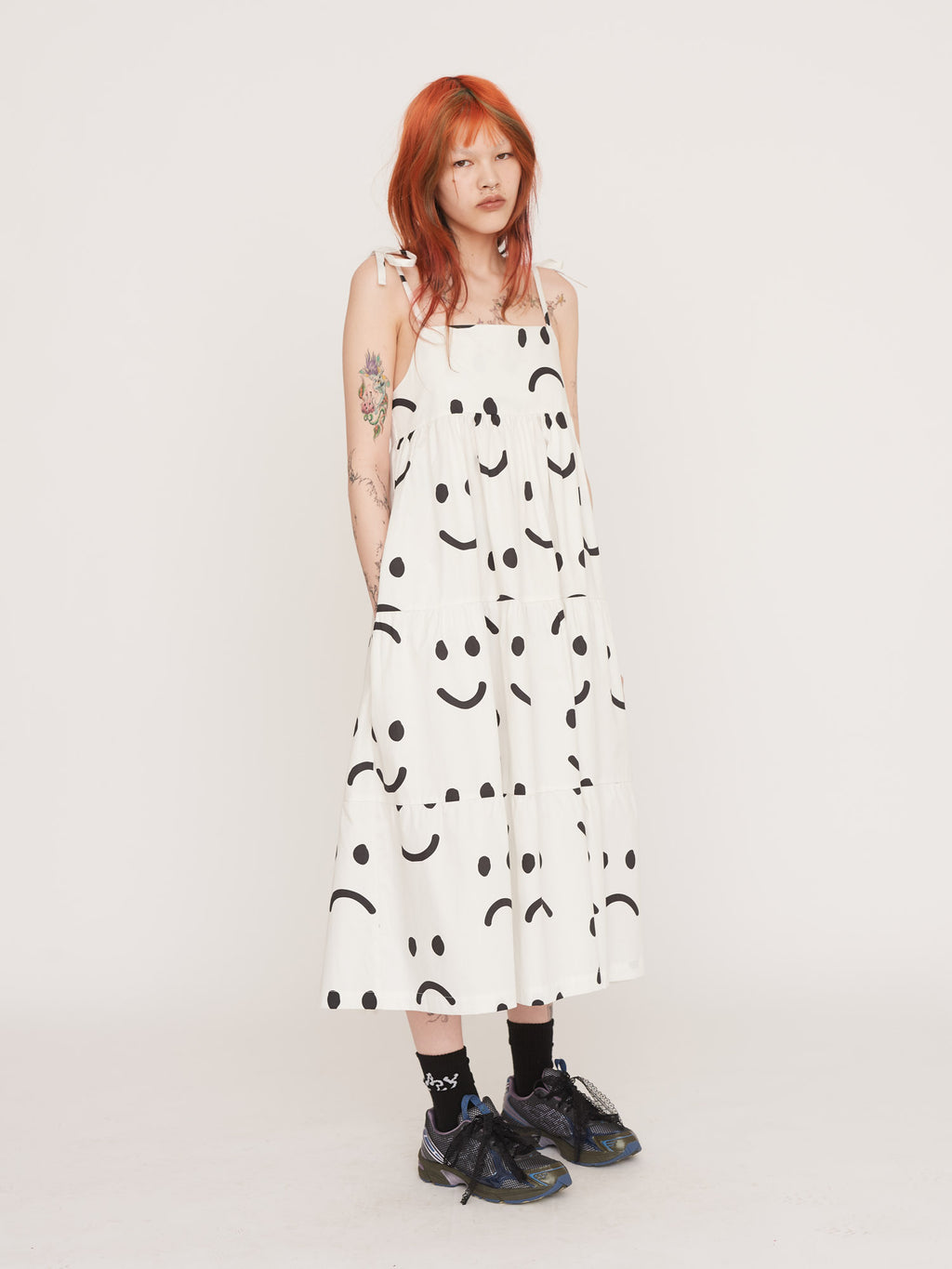 Happy Sad White Smock Dress