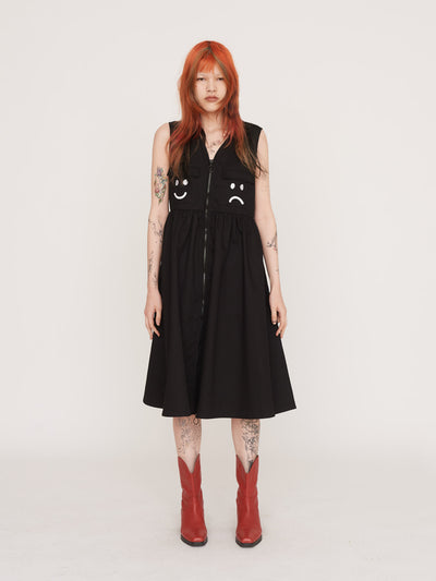 Black Happy Sad Gilet Dress