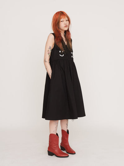 Black Happy Sad Gilet Dress