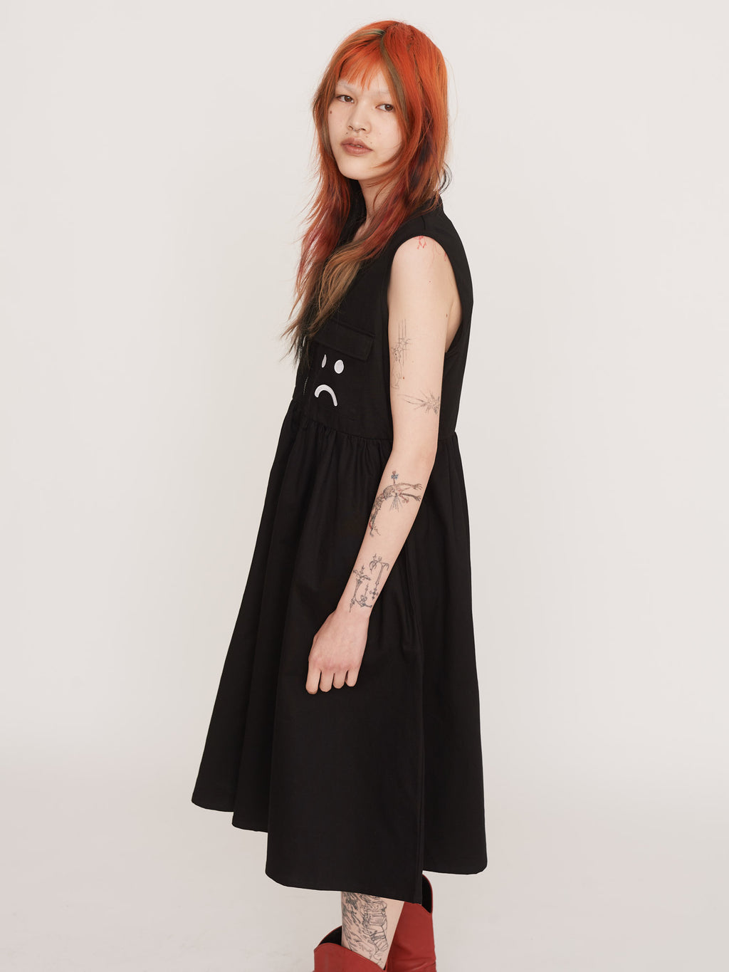 Black Happy Sad Gilet Dress