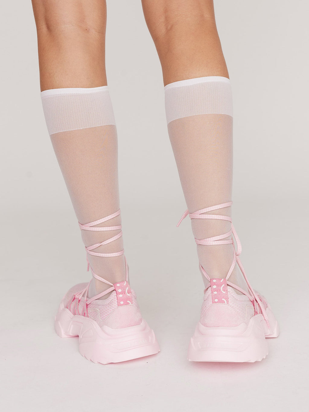 Pink Lace Up Ballet Sneaker