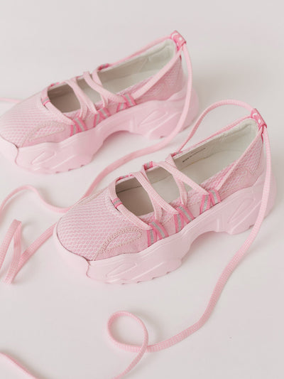 Pink Lace Up Ballet Sneaker