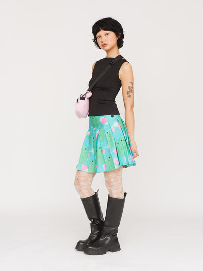 Across The Pond Pleated Mini Skirt