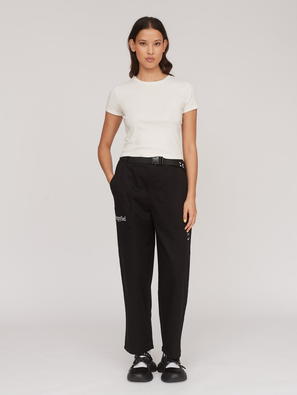 Happy Sad Black Woven Trackpants