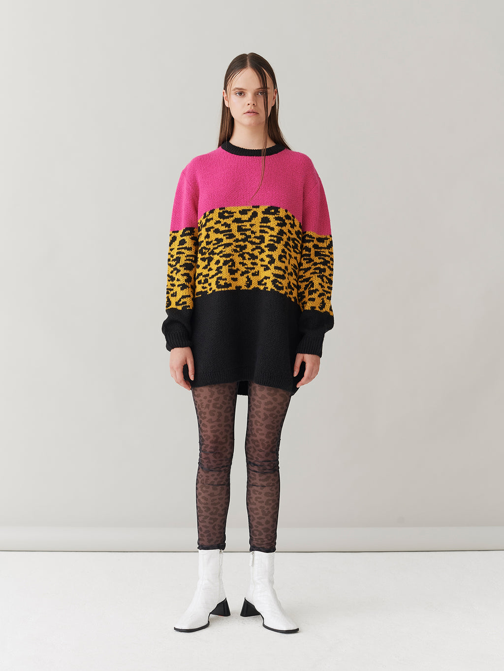 G.E.M. Colour Block Leopard Jumper