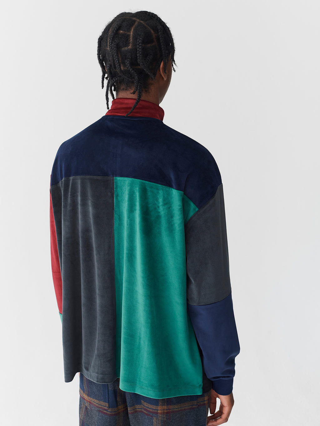 Lazy Oaf Colour Block Velour Half Zip Sweatshirt