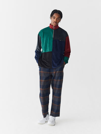 Lazy Oaf Colour Block Velour Half Zip Sweatshirt