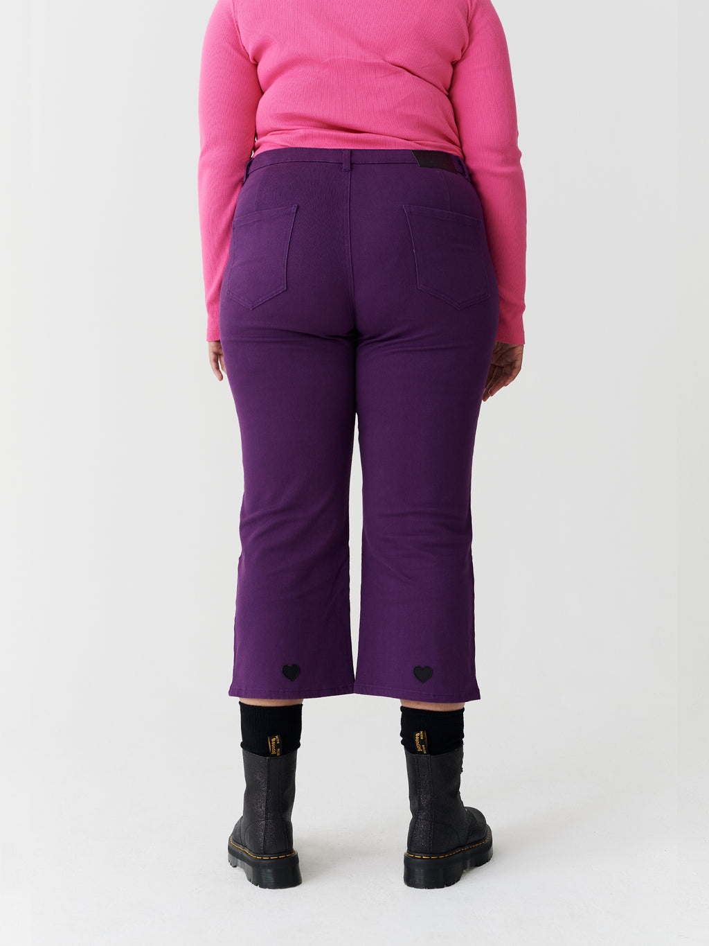 Lazy Oaf Purple Heart Denim Kick Flare Trousers