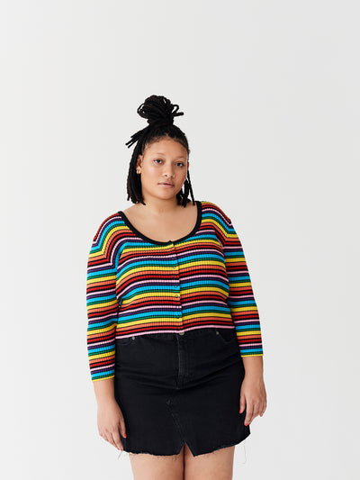 Lazy Oaf Rainbow Rib Scoop Neck Top