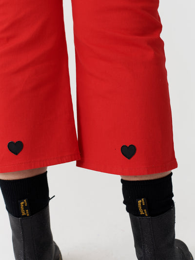 Lazy Oaf Red Heart Denim Kick Flare Trousers