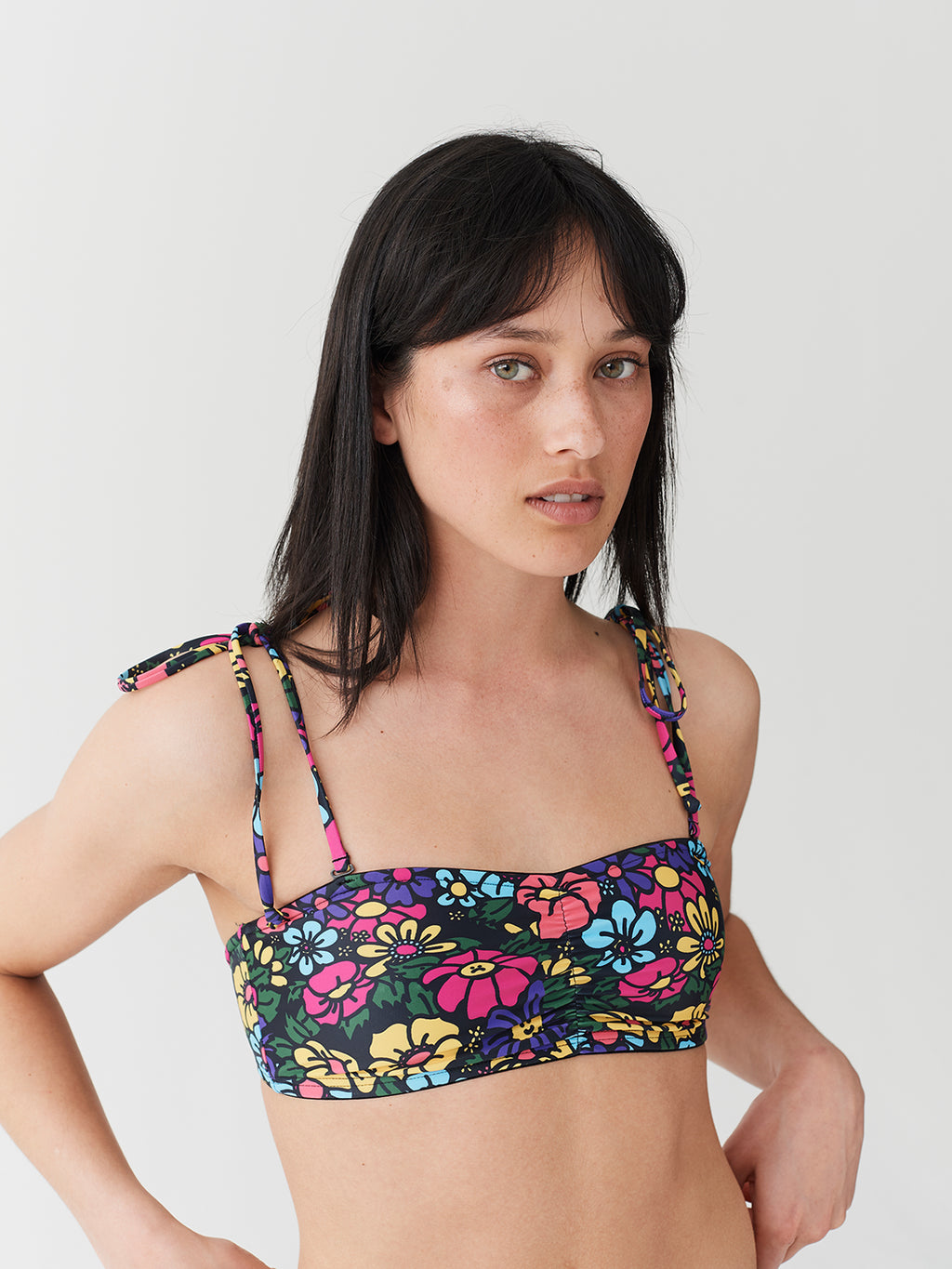 Lazy Oaf Floral Bandeau Bikini Top