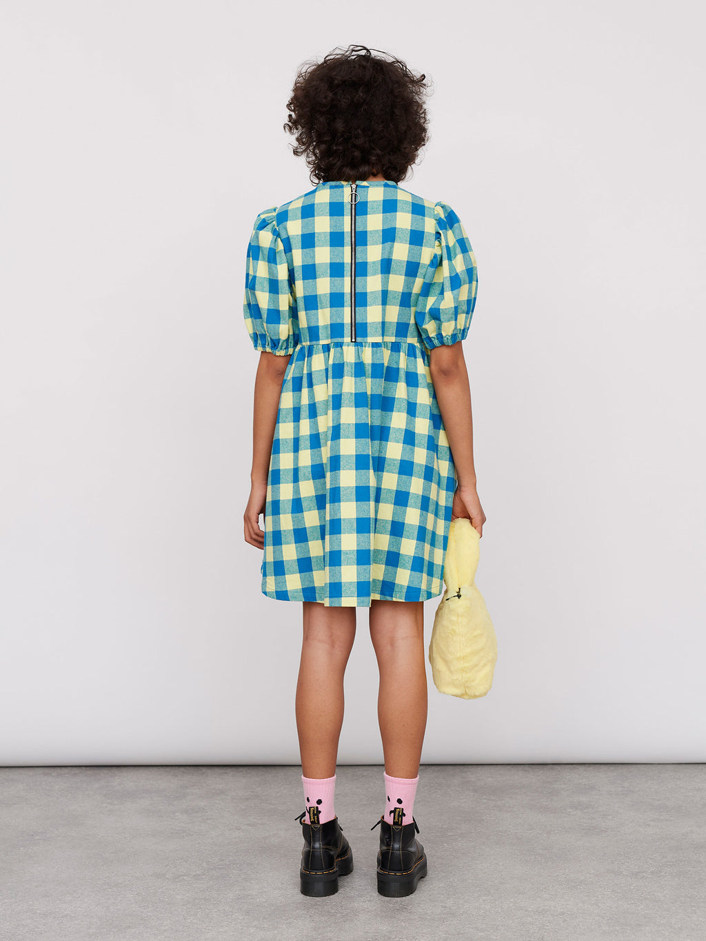 Lazy Oaf Honey Check Puff Sleeve Dress