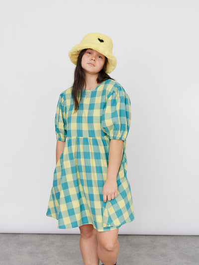 Lazy Oaf Honey Check Puff Sleeve Dress