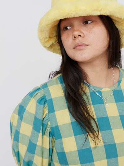 Lazy Oaf Honey Check Puff Sleeve Dress