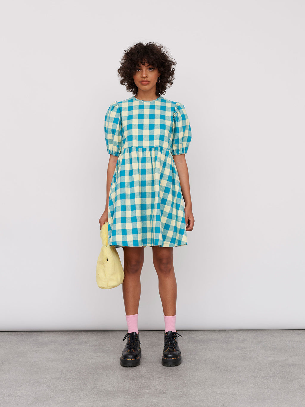 Lazy Oaf Honey Check Puff Sleeve Dress