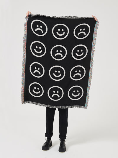 Lazy Oaf Small Happy Sad Throw Blanket