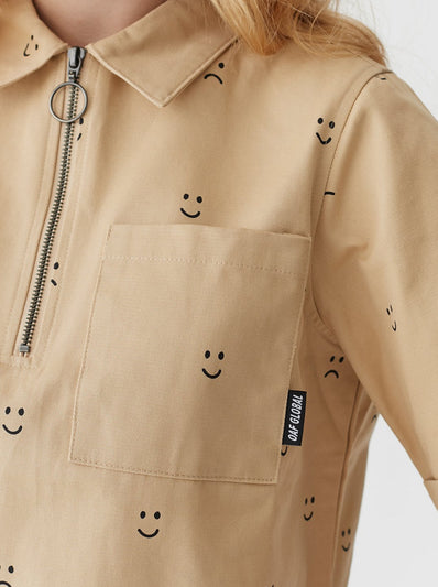 Lazy Oaf Happy Sad Cropped Zip Shirt