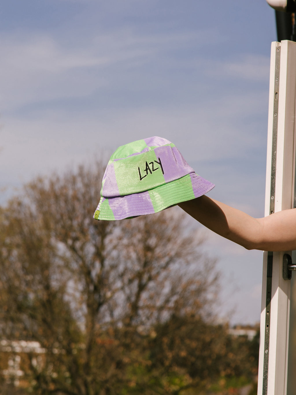 Chequered Velour Bucket Hat