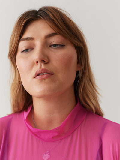 LO Sheer Turtleneck - Hot Pink