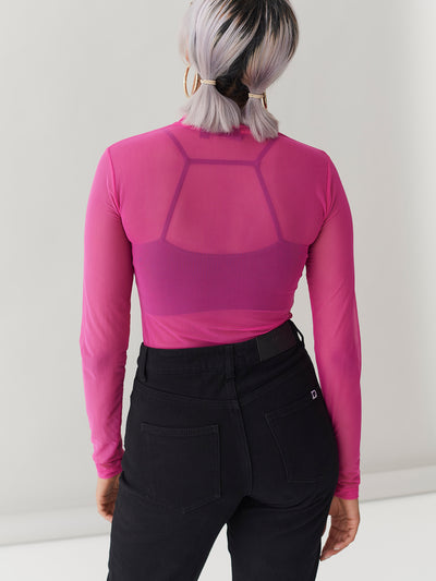 LO Sheer Turtleneck - Hot Pink