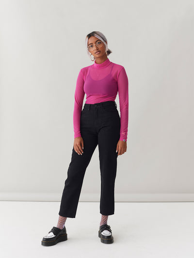 LO Sheer Turtleneck - Hot Pink