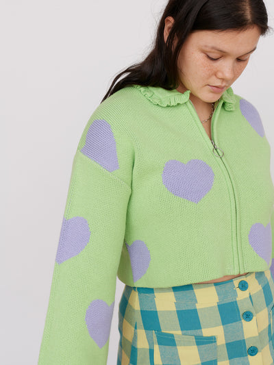 Lazy Oaf Love Me Forever Minty Zip Up Cardigan