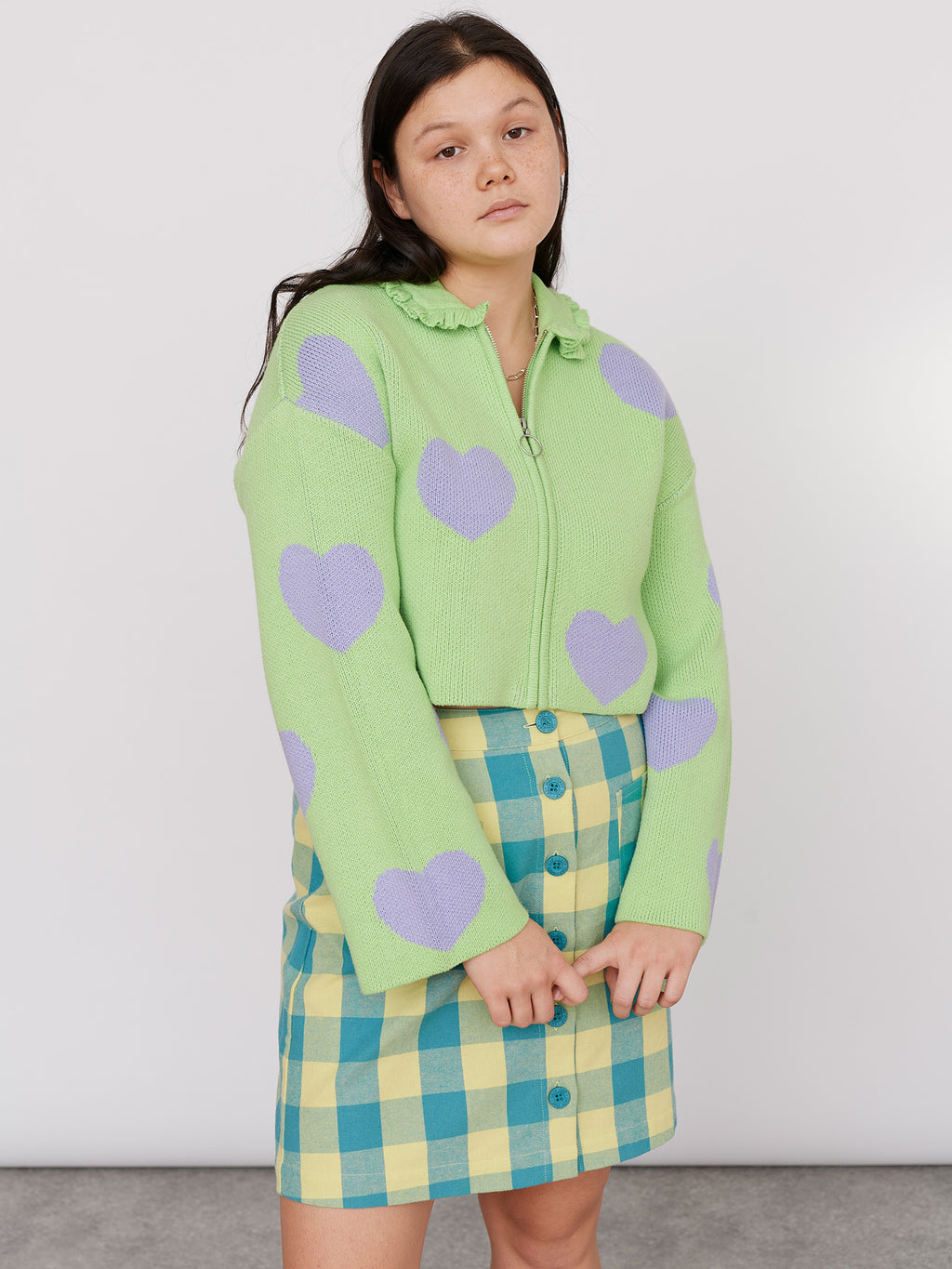 Lazy Oaf Love Me Forever Minty Zip Up Cardigan